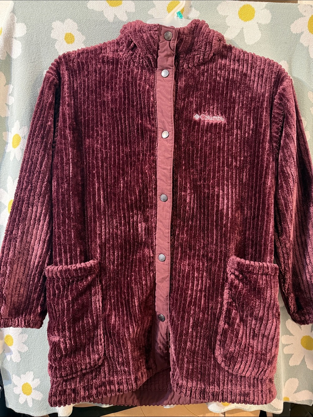 Columbia Plush Corduroy-Style Jacket in Burgundy